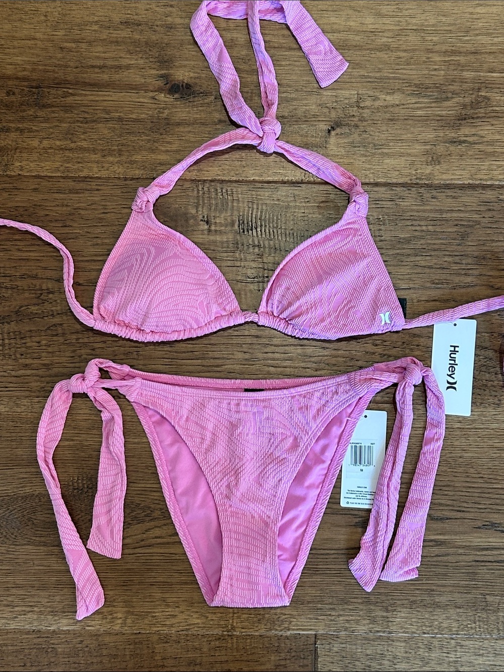Hurley Pink Textured Tie-Side Bikini - Women